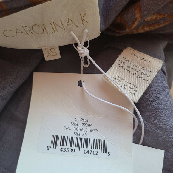Anthropologie Carolina K Corals Gray Ori Robe Long Sleeve Maxi Dress Size XS NWT - Picture 10 of 10